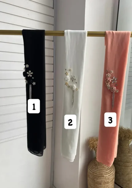 Drape-Chain Rose Embellished Chiffon