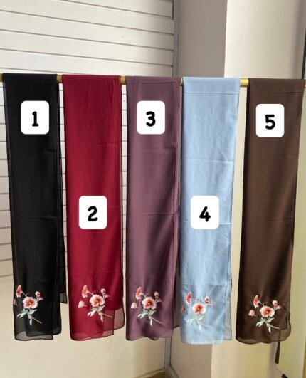 Hand-made Embroidery Floral Chiffon